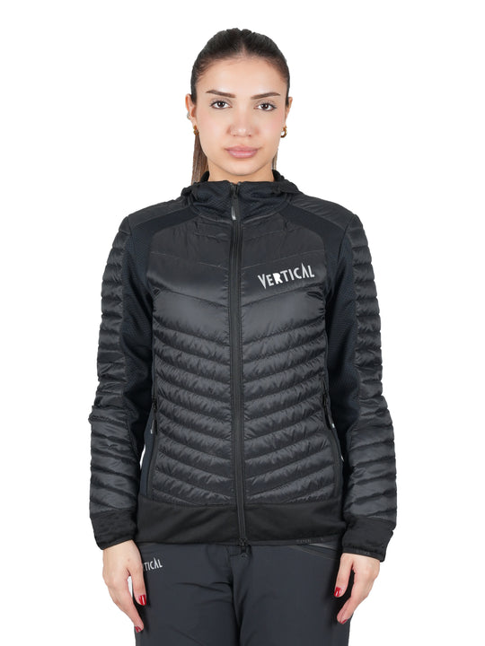 Veste Aeroquest Hybride Vertical Femme – isolation Sorona® légère, ripstop déperlant multi-matières, respirante et polyvalente, idéale pour les activités outdoor dynamiques