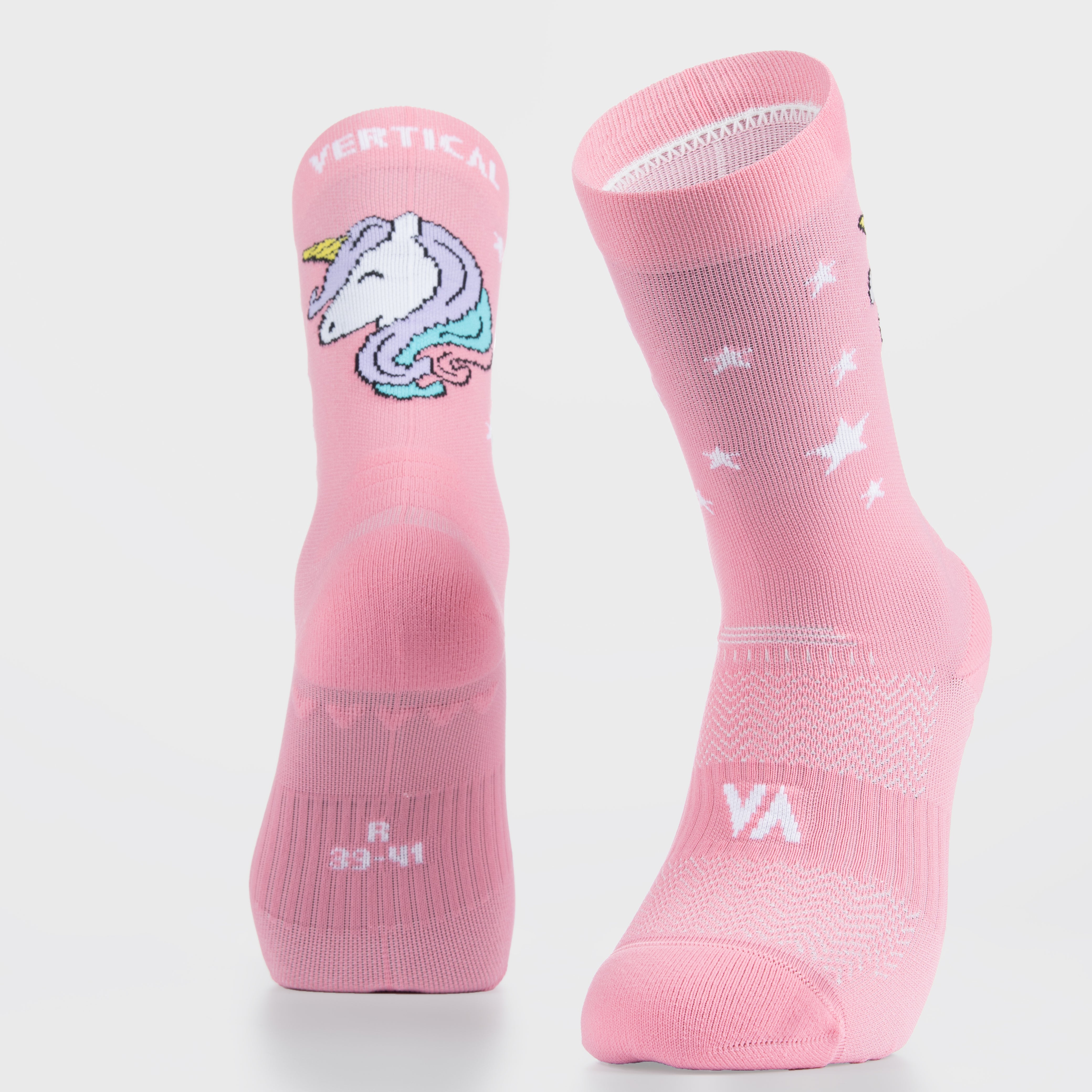 Chaussettes Licorne Vertical – motif licorne brodé, fils techniques respirants sans couture, renforts talon et pointe, idéales pour le sport et le quotidien