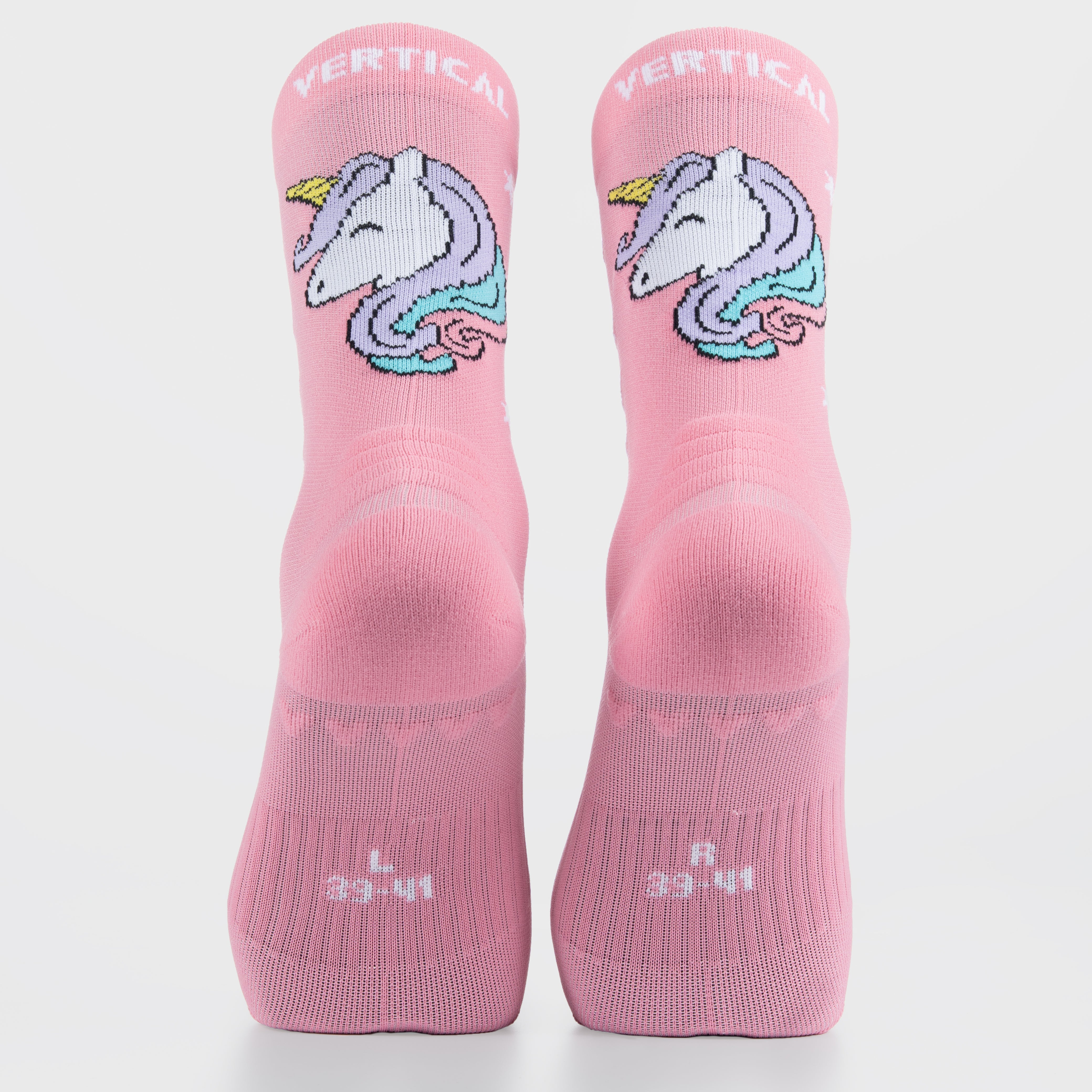 Chaussettes Licorne Vertical – motif licorne brodé, fils techniques respirants sans couture, renforts talon et pointe, idéales pour le sport et le quotidien